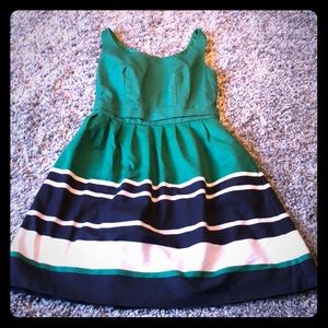 Green Fit and Flare Cotton Dress
